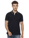 Monte Carlo Men's Navy Blue Tipping Polo T-Shirt | Premium Half Sleeve Cotton Polo with Contrast Collar