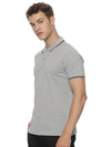 Monte Carlo Men's Light Grey Melange Tipping Polo T-Shirt | Premium Half Sleeve Cotton Polo with Contrast Collar