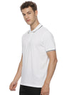 Monte Carlo Men's White Tipping Polo T-Shirt | Premium Half Sleeve Cotton Polo with Contrast Collar