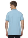 Monte Carlo Men's Sky Blue Tipping Polo T-Shirt | Premium Half Sleeve Cotton Polo with Contrast Collar