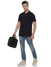 Monte Carlo Men's Navy Blue Plain Polo T-Shirt | Premium Half Sleeve Cotton Polo