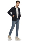 Monte Carlo Men's Navy Blue Fleece Jacket | Full Zip High Neck Winter Jacket