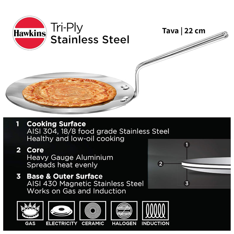 Hawkins 22 cm Tava – Premium Nonstick Flat Pan (Ideal Corporate Kitchen Gift)