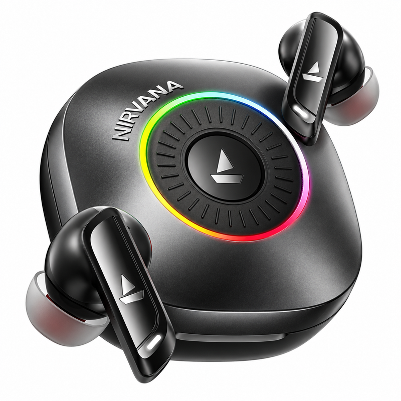 boAt 2026 Launch Nirvana Crown, SONIC ARC, LEDs, Haptic Feedback,50dB Hybrid ANC,Spatial Audio, 6 Mic ENx, App Support, v6.0 Bluetooth Earbuds, TWS Ear Buds Wireless Earphones with mic (Gunmetal Grey)