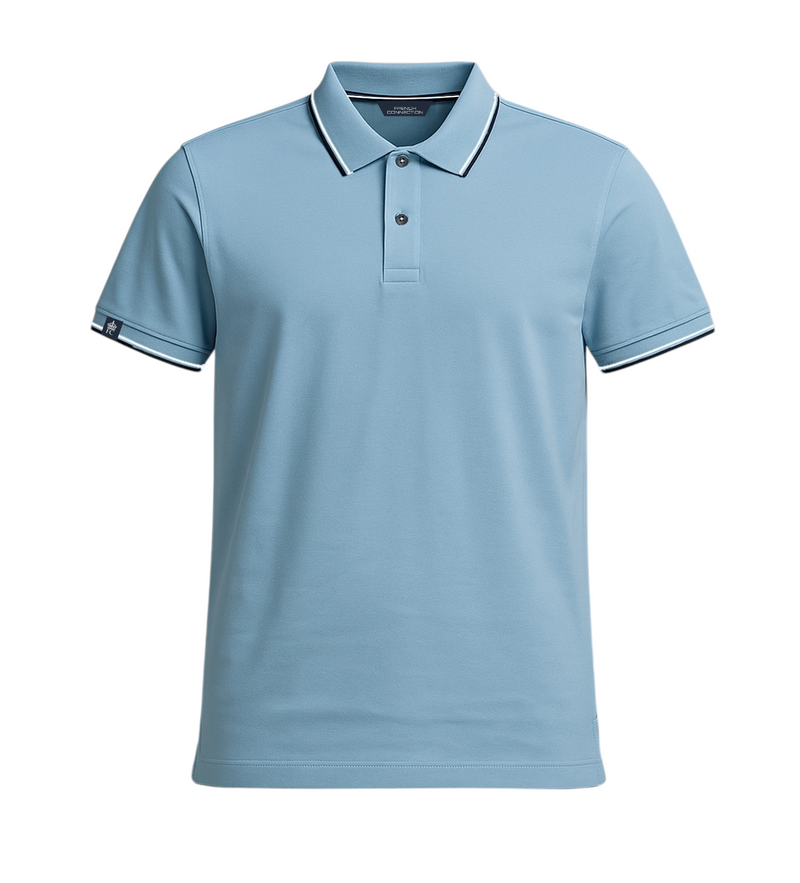 Light Blue Tipping Polo T-Shirt — Contrast Tipping Collar