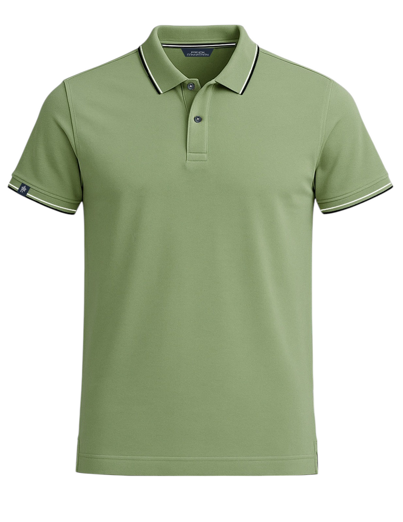 Pista Green Tipping Polo T-Shirt — Contrast Tipping Collar