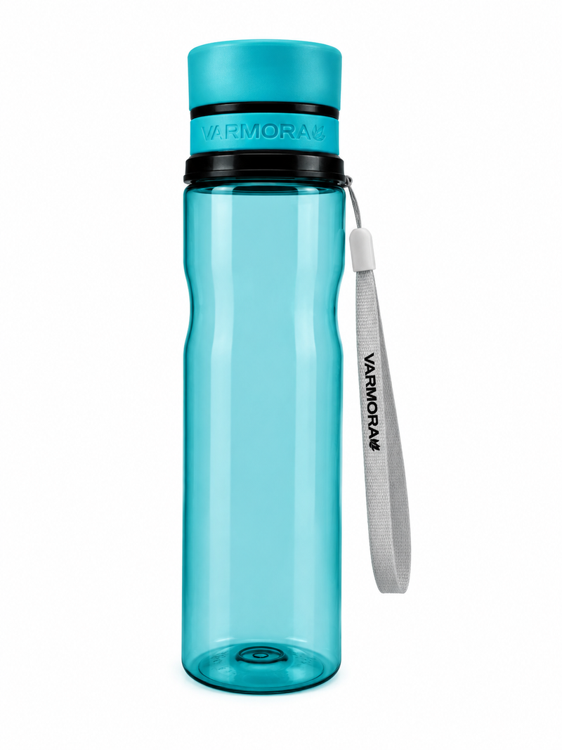 Blue Transparent Water Bottle with Carry Strap | Reusable Sports & Travel Bottle Customize