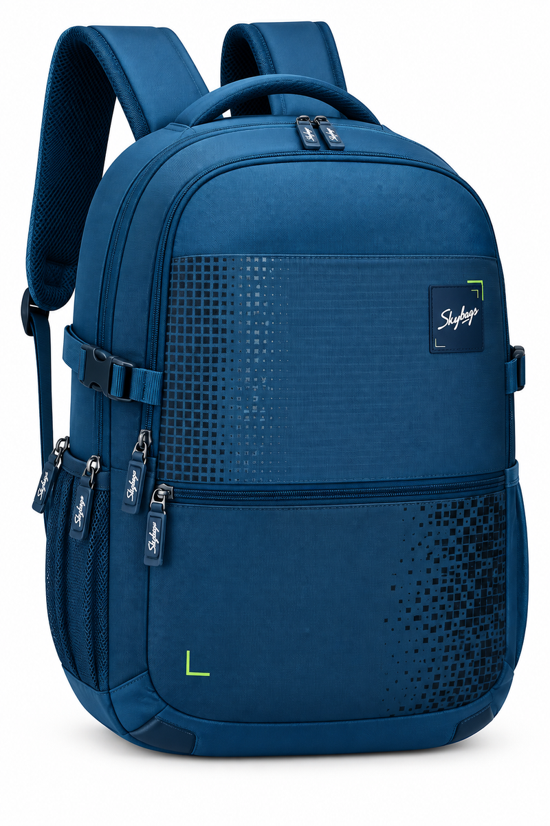 Skybags Mavro Laptop Backpack – Blue Laptop Bag with Multiple Compartments