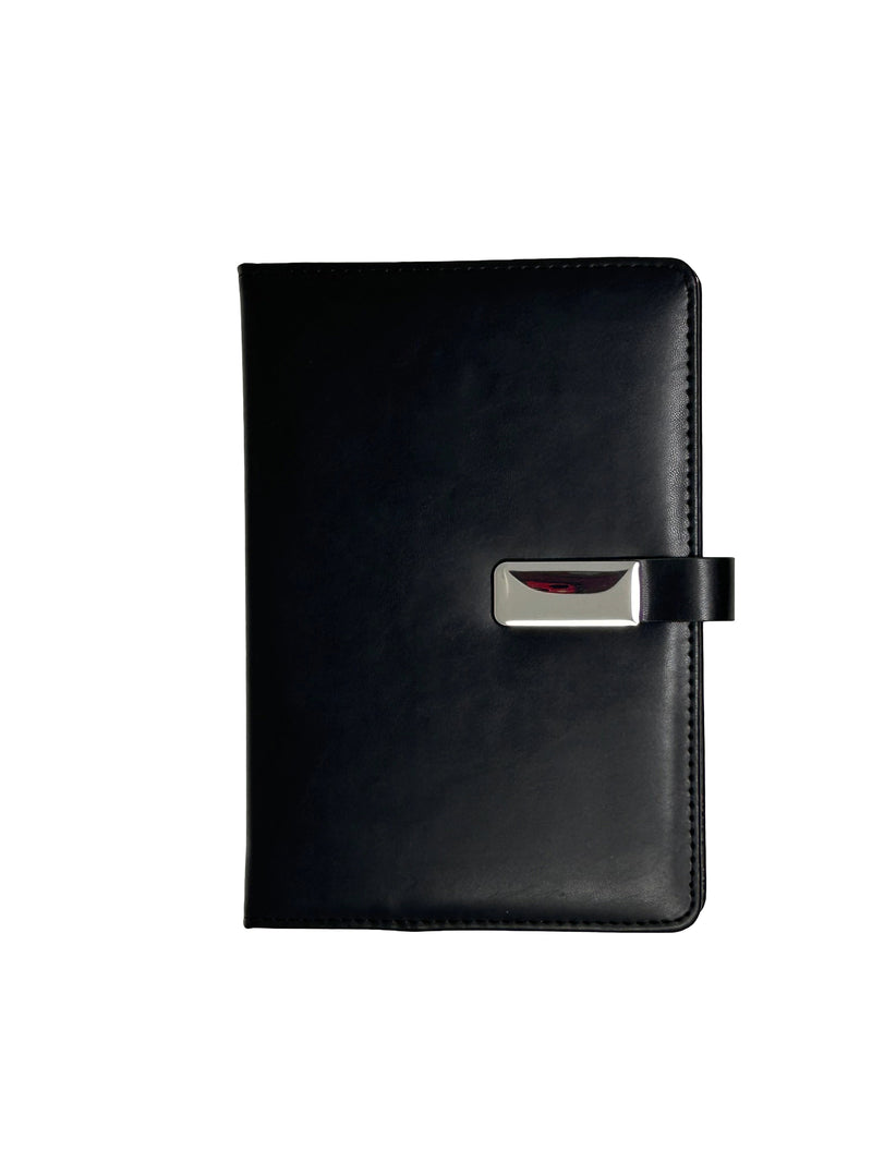 Premium Black Leatherette Portfolio & Organizer with Chrome Clasp
