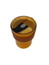 Amber Transparent Glass Travel Cup with PU Leather Sleeve & Sliding Lid | Reusable Coffee Glass 350ml