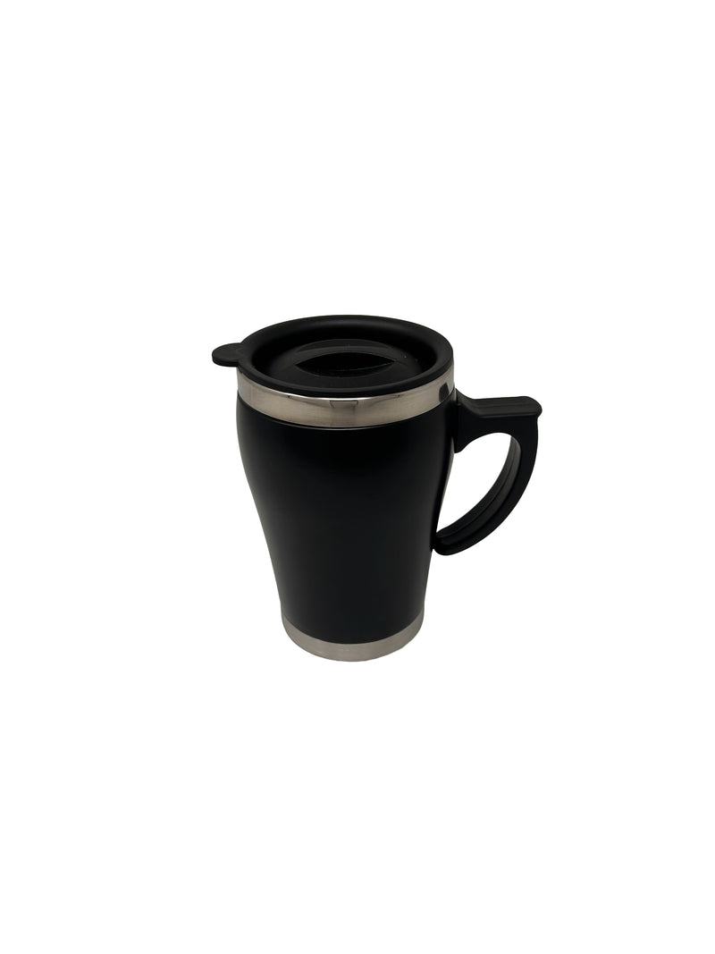 Black Insulated Travel Mug with Handle | Stainless Steel Commuter Coffee Mug with Sliding Lid
