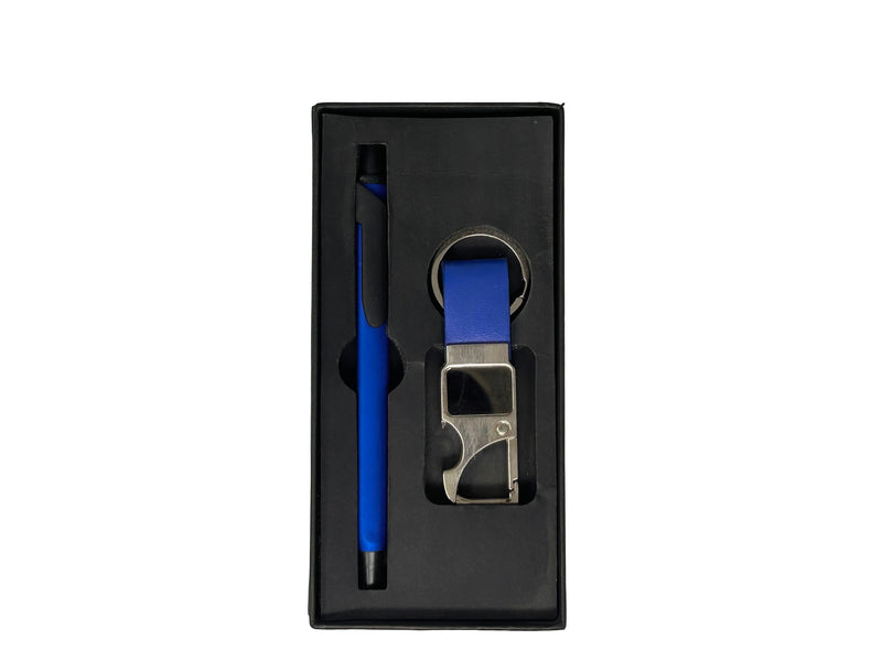 Blue Pen & Keychain Gift Set | 2-Piece Corporate Gift Box