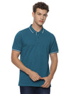 Monte Carlo Men's Peacock Green Tipping Polo T-Shirt | Premium Half Sleeve Cotton Polo with Contrast Collar