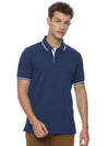 Monte Carlo Men's Indigo Blue Tipping Polo T-Shirt | Premium Half Sleeve Cotton Polo with Contrast Collar