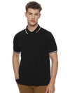 Monte Carlo Men's Black Tipping Polo T-Shirt | Premium Half Sleeve Cotton Polo with Contrast Collar