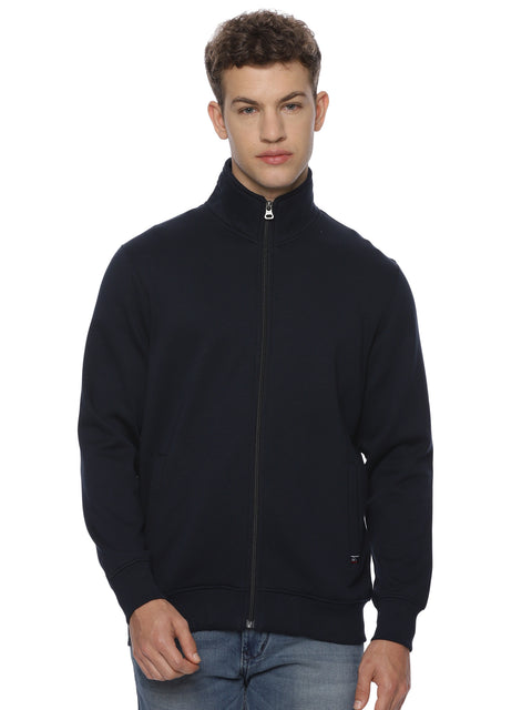 Monte Carlo Men's Navy Blue Fleece Jacket | Full Zip High Neck Winter Jacket