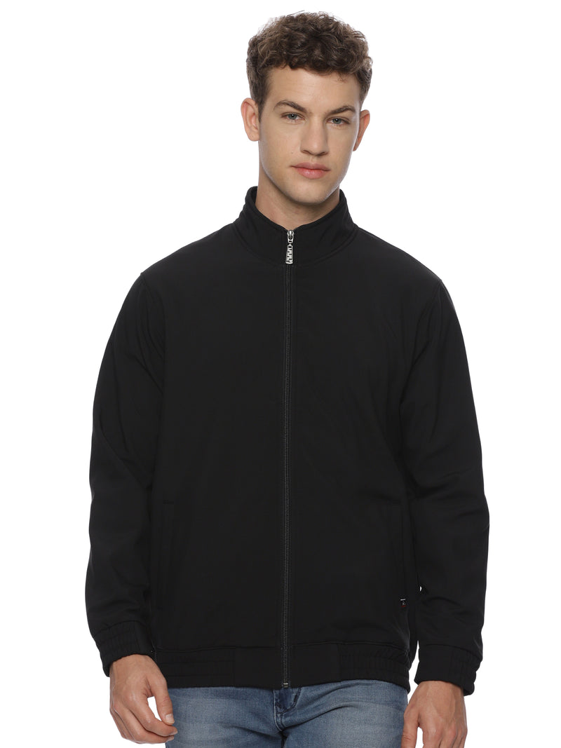Monte Carlo Men's Bonded Black Fleece Jacket | Full Zip High Neck Winter Jacket