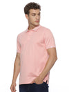Monte Carlo MC Jaggard Peach Pink Polo T-Shirt for Men | Cotton Regular Fit Polo
