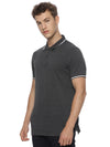 Monte Carlo Men's Charcoal Melange Tipping Polo T-Shirt | Premium Half Sleeve Cotton Polo with Contrast Collar