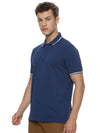 Monte Carlo Men's Indigo Blue Tipping Polo T-Shirt | Premium Half Sleeve Cotton Polo with Contrast Collar