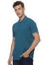 Monte Carlo Men's Peacock Green Tipping Polo T-Shirt | Premium Half Sleeve Cotton Polo with Contrast Collar