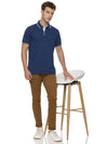 Monte Carlo Men's Indigo Blue Tipping Polo T-Shirt | Premium Half Sleeve Cotton Polo with Contrast Collar