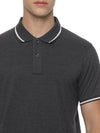 Monte Carlo Men's Charcoal Melange Tipping Polo T-Shirt | Premium Half Sleeve Cotton Polo with Contrast Collar