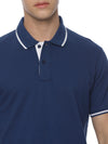 Monte Carlo Men's Indigo Blue Tipping Polo T-Shirt | Premium Half Sleeve Cotton Polo with Contrast Collar