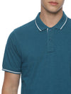Monte Carlo Men's Peacock Green Tipping Polo T-Shirt | Premium Half Sleeve Cotton Polo with Contrast Collar