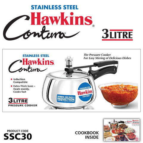 Hawkins 3 Litre Contura Pressure Cooker – Curved Body Design | Premium Corporate Kitchen Gift
