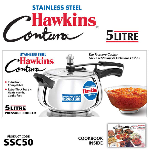 Hawkins 5 Litre Contura Pressure Cooker – Curved Body Design | Premium Corporate Kitchen Gift