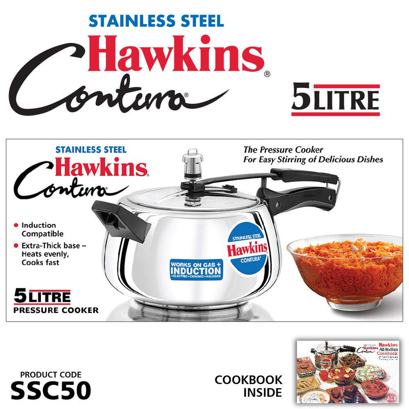 Hawkins 5 Litre Contura Pressure Cooker – Curved Body Design | Premium Corporate Kitchen Gift