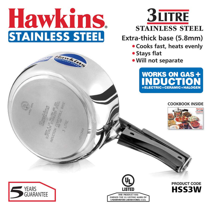 Hawkins 3 Litre Stainless Steel Inner Lid Pressure Cooker – Durable & Hygienic | Premium Corporate Kitchen Gift
