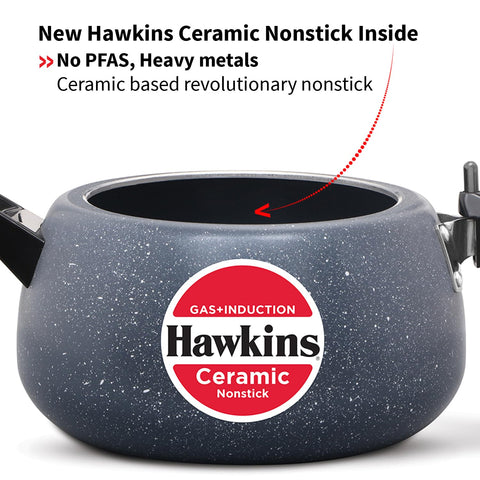 Hawkins 5 Litre Ceramic Nonstick Pressure Cooker – Healthy & Premium Cookware | Corporate Kitchen Gift