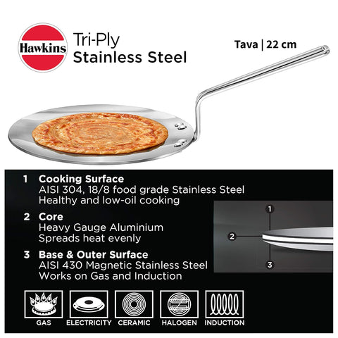 Hawkins 22 cm Tava – Premium Nonstick Flat Pan (Ideal Corporate Kitchen Gift)