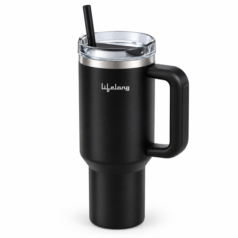 Lifelong Insulated Tumbler with Handle & Straw | Reusable Travel Mug for Water, Coffee & Cold Drinks