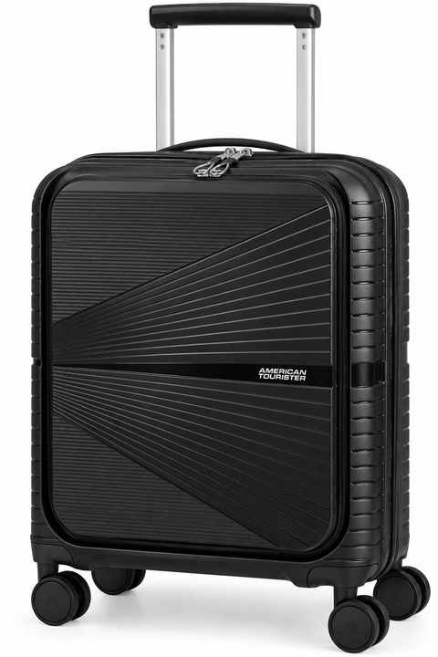 American Tourister Airconic Cabin Rolling Tote 55cm – Black Polypropylene Hard Shell Luggage, 4 Wheels