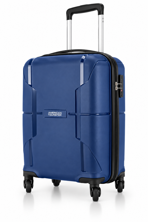 American Tourister Orbiter 55cm Cabin Trolley Bag – Blue Polypropylene Hard Shell Luggage, 4 Wheels