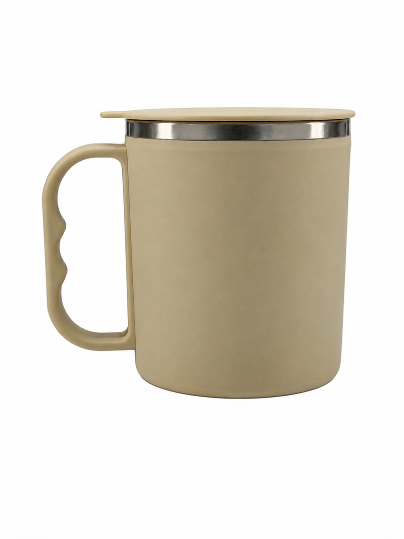 Beige Coffee Mug with Lid | Reusable Travel Mug for Office & Corporate Gifting 150 ML Customize