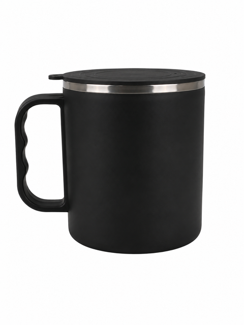 Black Stainless Steel Coffee Mug with Lid | Insulated Office Travel Mug 150 ML Customize