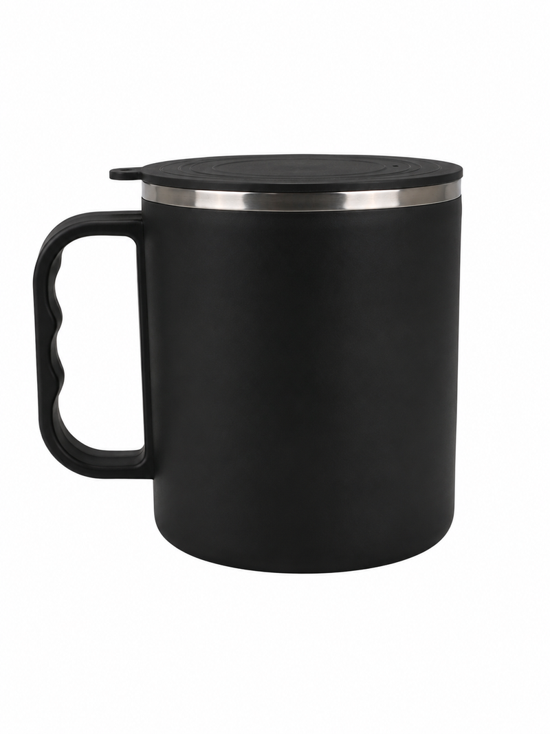 Black Stainless Steel Coffee Mug with Lid | Insulated Office Travel Mug 150 ML Customize
