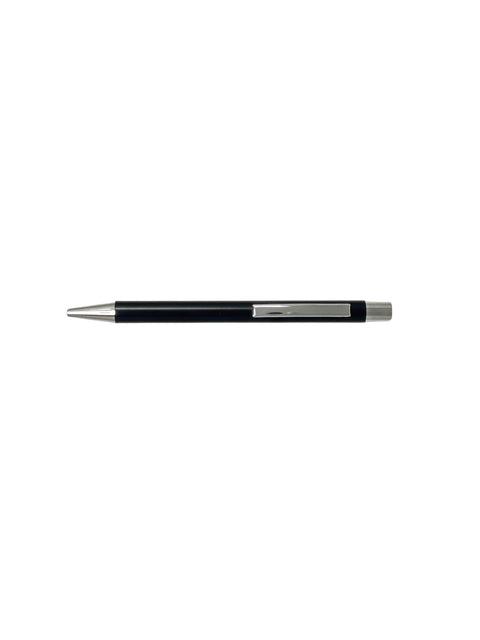 Black Steel Slim Ballpoint Pen with Chrome Accents
