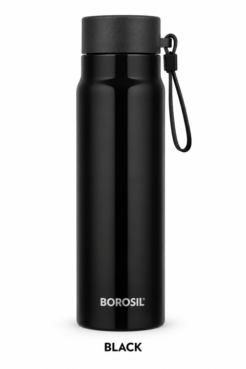 Borosil Bliss 500 ML Vacuum Insulated Stainless Steel Bottle – Black & Red