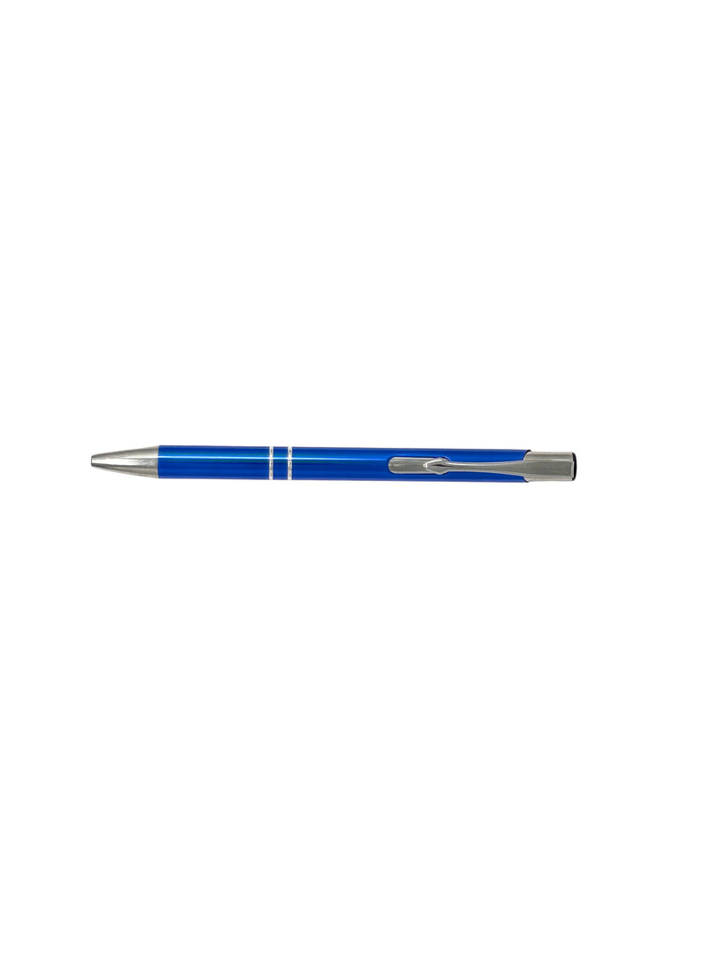 Blue Steel Ballpoint Pen with Silver Trim
