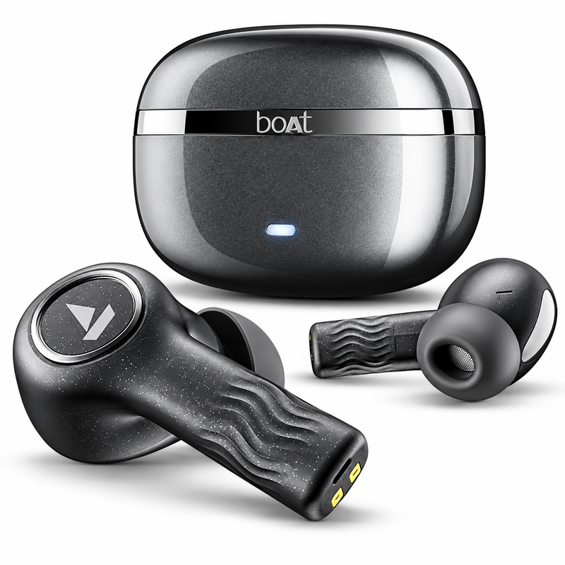 boAt Nirvana Ion ANC Crystal Black True Wireless Earbuds with Active Noise Cancellation and Charging Case