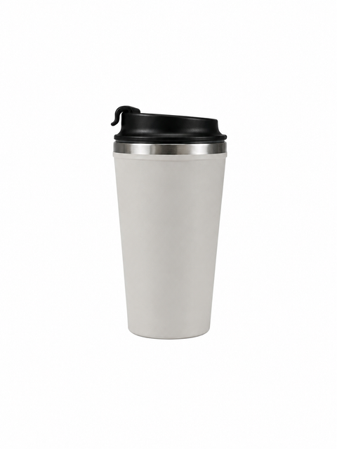 White Stainless Steel Travel Coffee Tumbler with Black Spill-Resistant Lid | Reusable Insulated Cup for Office & Corporate Gifting Customize