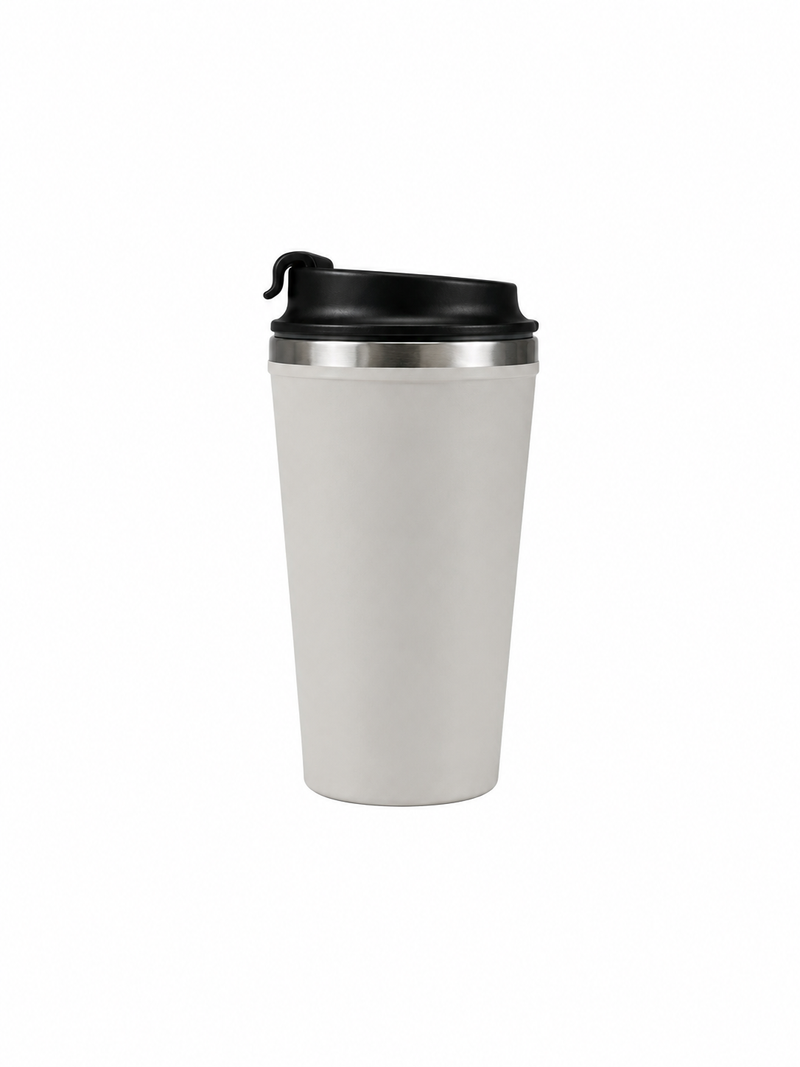 White Stainless Steel Travel Coffee Tumbler with Black Spill-Resistant Lid | Reusable Insulated Cup for Office & Corporate Gifting Customize