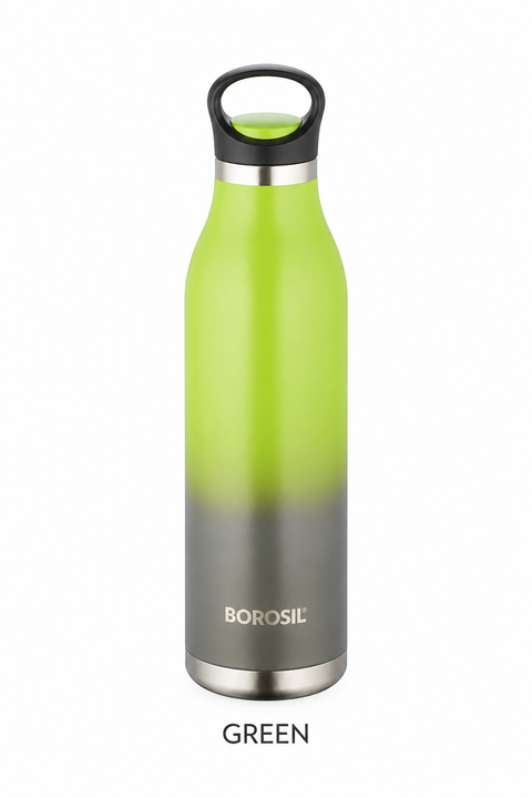 Borosil Colourcrush 700 ML Vacuum Insulated Stainless Steel Water Bottle – Green, Blue, Violet & Red