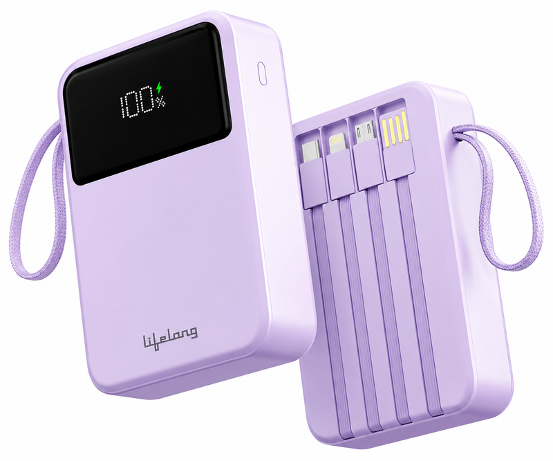 Lifelong 10000mAh 22.5W Fast Charging Power Bank | Digital Display & Built-In Multi Charging Cables