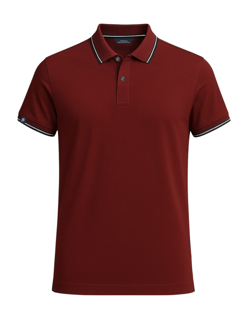 Maroon Tipping Polo T-Shirt — Contrast Tipping Collar